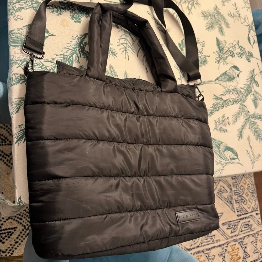 BUGATTI Black Quilted Tote Bag